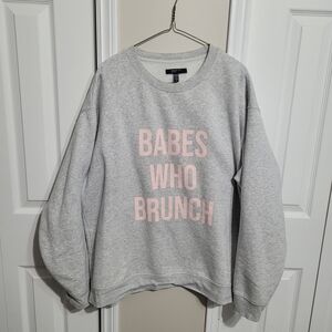 Brunette The Label Gray Sweatshirt with Pink Text